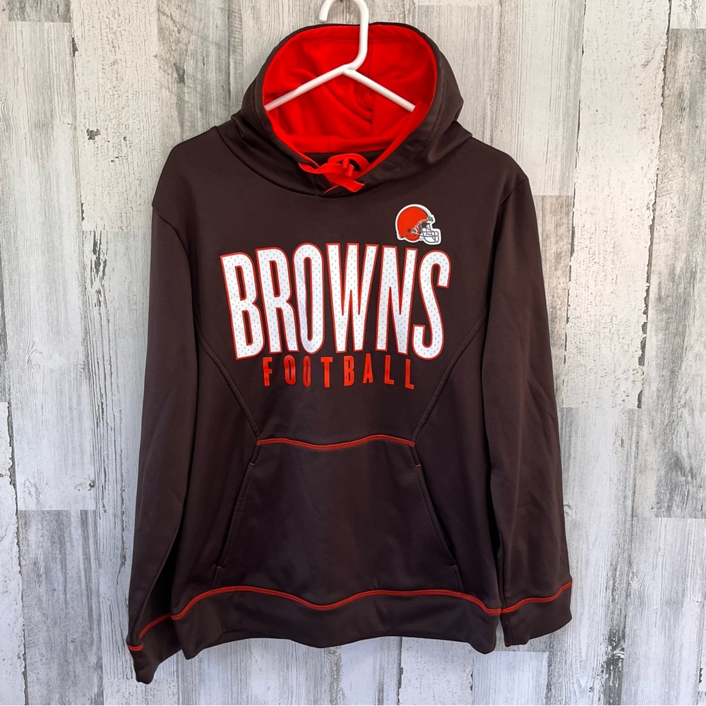 NFL Team Apparel Men’s Size Medium Pullover Drawstring Hoodie In Brown/Orange